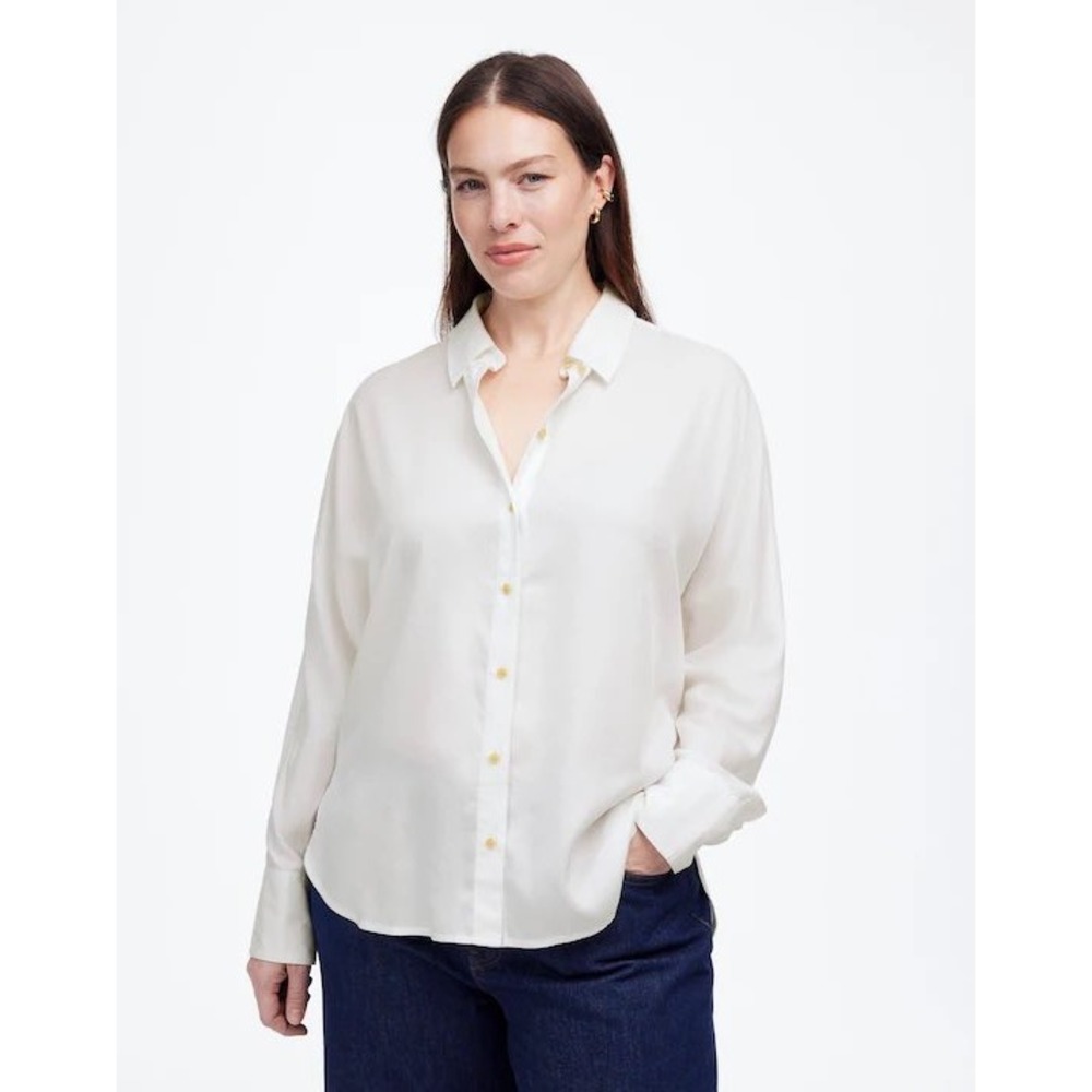 Madewell Relaxed Dolman Button-Up Shirt Natural Undyed Size Small NWT‎ Classic
